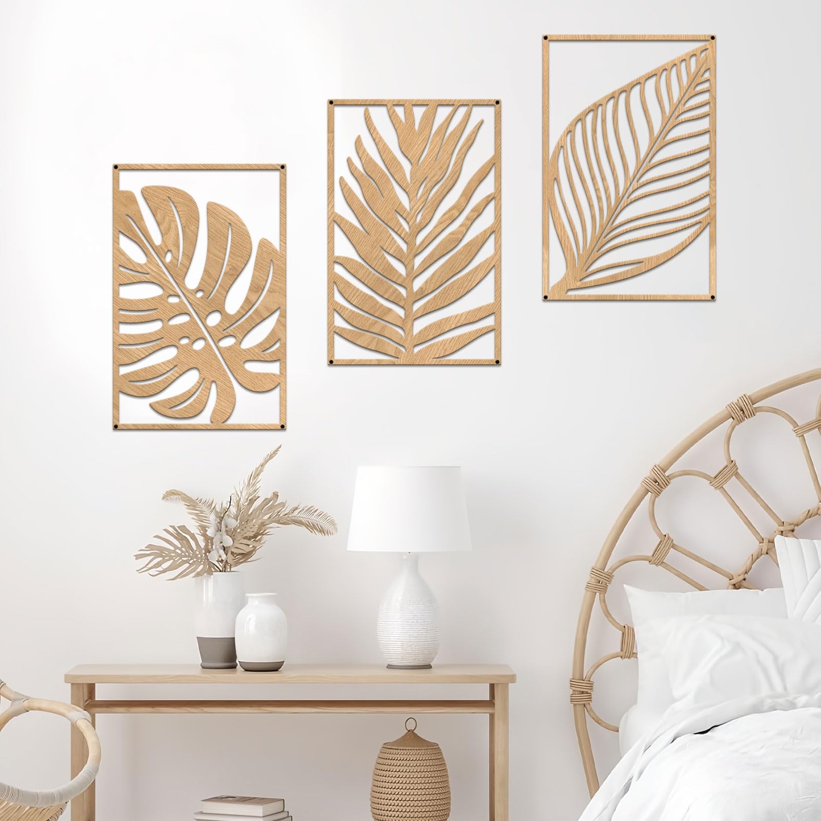 Resama 3 Pcs Boho Metal Wall Art Decor Leaf Sign Wall Vintage Tropical ...