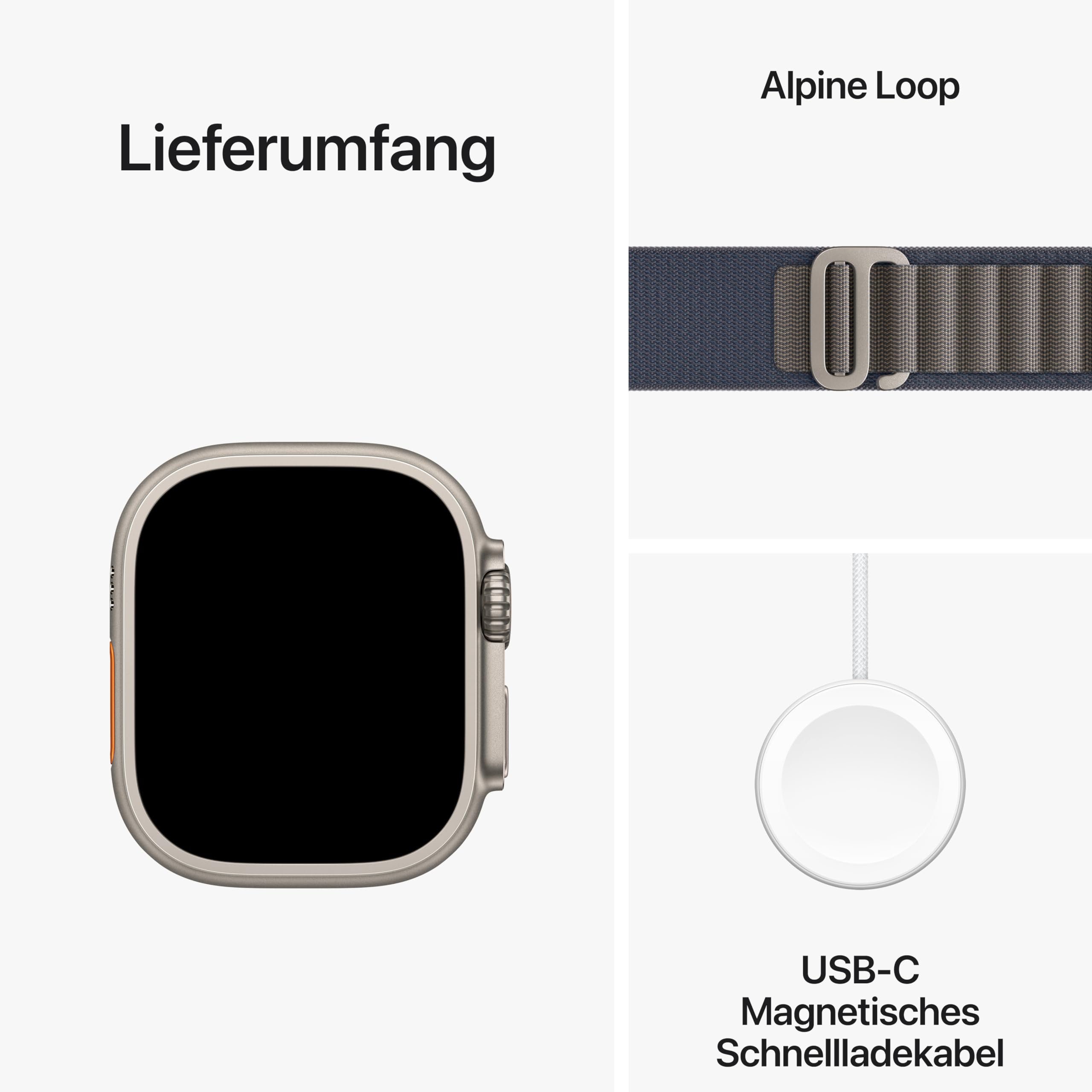 Apple Watch Ultra 2 (GPS + Cellular, 49 mm) Smartwatch mit robustem Titangehäuse und Alpine Loop Armband (Small) in Blau. Fitnesstracker, präzises GPS, extra Lange Batterielaufzeit, CO₂ neutral 6