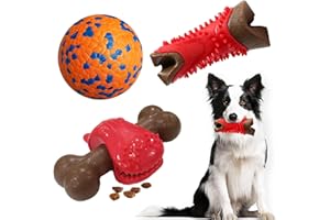 AXIIJGL 3 Pack Durable Dog Chew Toys for Aggressive Chewers - Bones & Dog Tennis Ball Toys for Medium to Large Breed Dogs Teeth Cleaning and Gum Massage