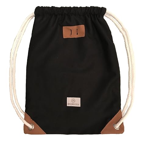 SODERBERGH Turnbeutel Gym Bag Sack Rucksack Sportbeutel Tasche Canvas Hipster Unisex Damen Herren Kinder, Farbe:Schwarz