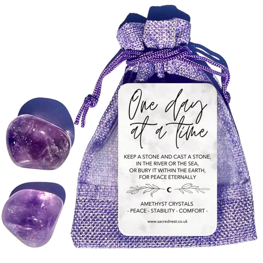 One Day at A Time Crystal Gift Set | Unique Gifts to Show Support through Grief, Loss, Someone Having a Tough Time | Thinking of You Gifts & Thoughtful Condolence Keepsake | Uplifting Depression Gifts