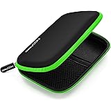 deleyCON Borsa del Disco Rigido Custodia HDD - Per Dischi Rigidi da 2,5" Pollici e SSD - Robusto e Antiurto - 2 Scomparti Interni con Tasche a Rete - Verde