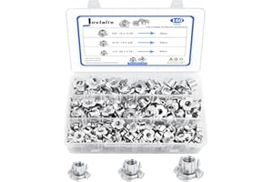 T Nuts 1/4"-20, 5/16"-18, 3/8"-16, Jovlalis 160pcs T-nut 304 Stainless Steel 4 Pronged Tee Blind Nuts Threaded Insert Assortment Kit for Wood, Rock Climbing Holds, Cabinetry, Furniture