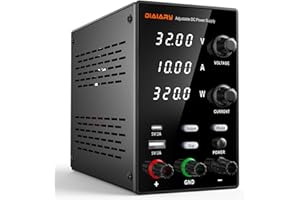 DIAIARY DC Power Supply Variable, Adjustable Switching Regulated Power Supply (32V 10A) with Encoder Coarse & Fine Adjustments Knob, Bench Power Supply with USB & Type-C Quick-Charge Interface