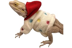 COPFEU Lizard Clothes for Bearded Dragons Handmade Cloth Material Hoodies Sweater Coat Reptile Apparel Costume Skin Protection Photo Party for Lizard Bearded Dragon (White)