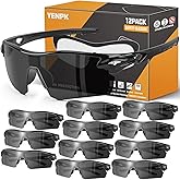 YENPK 12 Pack Safety Glasses, ANSI Z87.1+UV Protective Eyewear, Impact Resistant Anti-Scratch Safety Goggles for Men Women