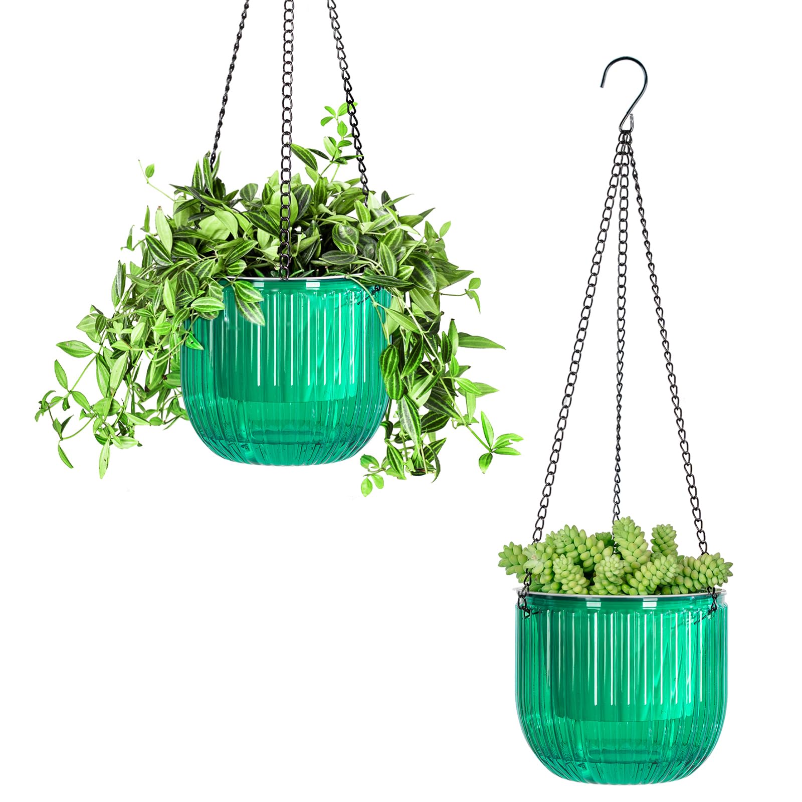 Calvalor 16.5 cm Set of 2 Hanging Plants Pot Hanging Flower Pots Outdoor Hanging Basket Outdoor Hanging Basket Hanging Indoor Hanging Pot for Plants Hanging Flower Pot Hanging Flower Pots Hanging