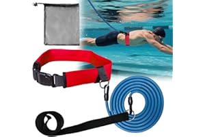 WONEWTH Swim Tether Resistance Belt Stationary Swimming, Pool Swim Bungee Training Belt, Swim Trainer Harness Belts for Adult
