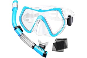 OTOWAVING Snorkeling Gear for Adults,Dry-Top Snorkel Mask Set with Carry Bag,180° Panoramic View, Anti-Fog Anti-Leak Tempered Glass Diving Mask,Adjustable Snorkel Kit for Scuba Diving,Swimming,Snorkeling Travel