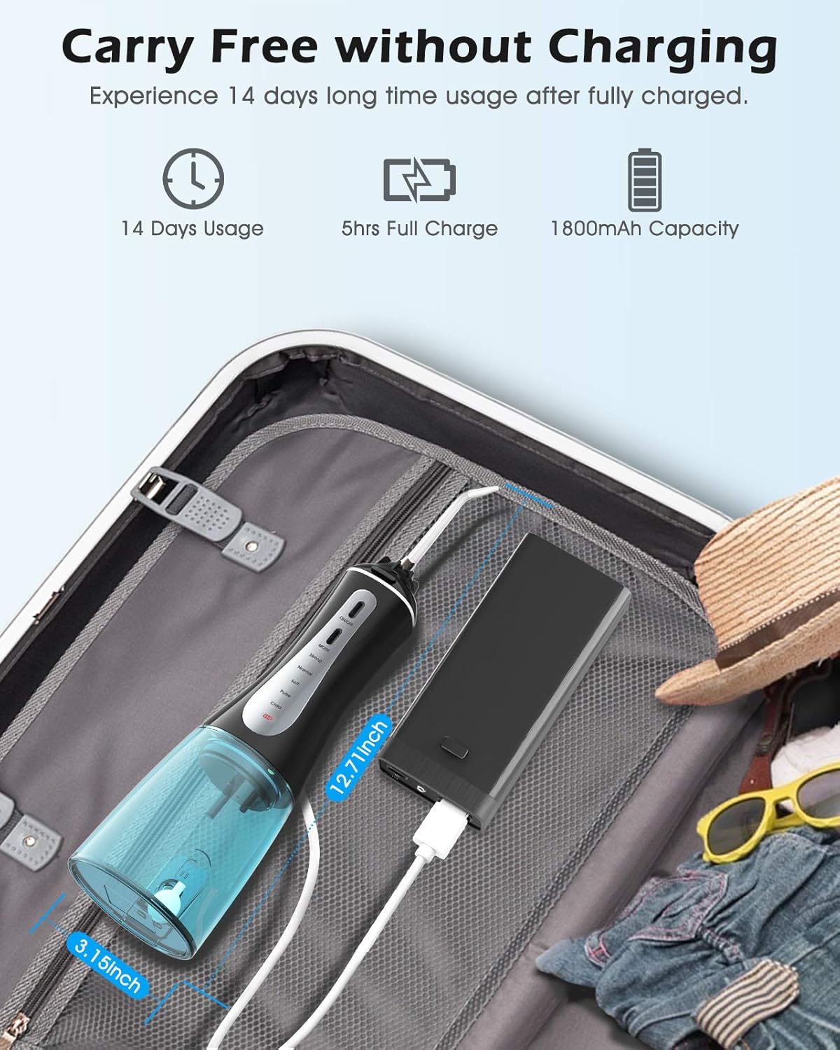 ELEGIANT Water Flosser for Teeth, 5 Modes Cordless Dental Oral Irrigator Rechargeable with 350ML Cleanable Water Tank, IPX7 Waterproof, Teeth Cleaner for Home, Travel, Braces and Bridges Care: Beauty