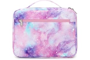 Octsky Kids Bible Covers Case for Girls, Bible Book Carry Bags for Women with Handle Pockets (Purple-Galaxy)