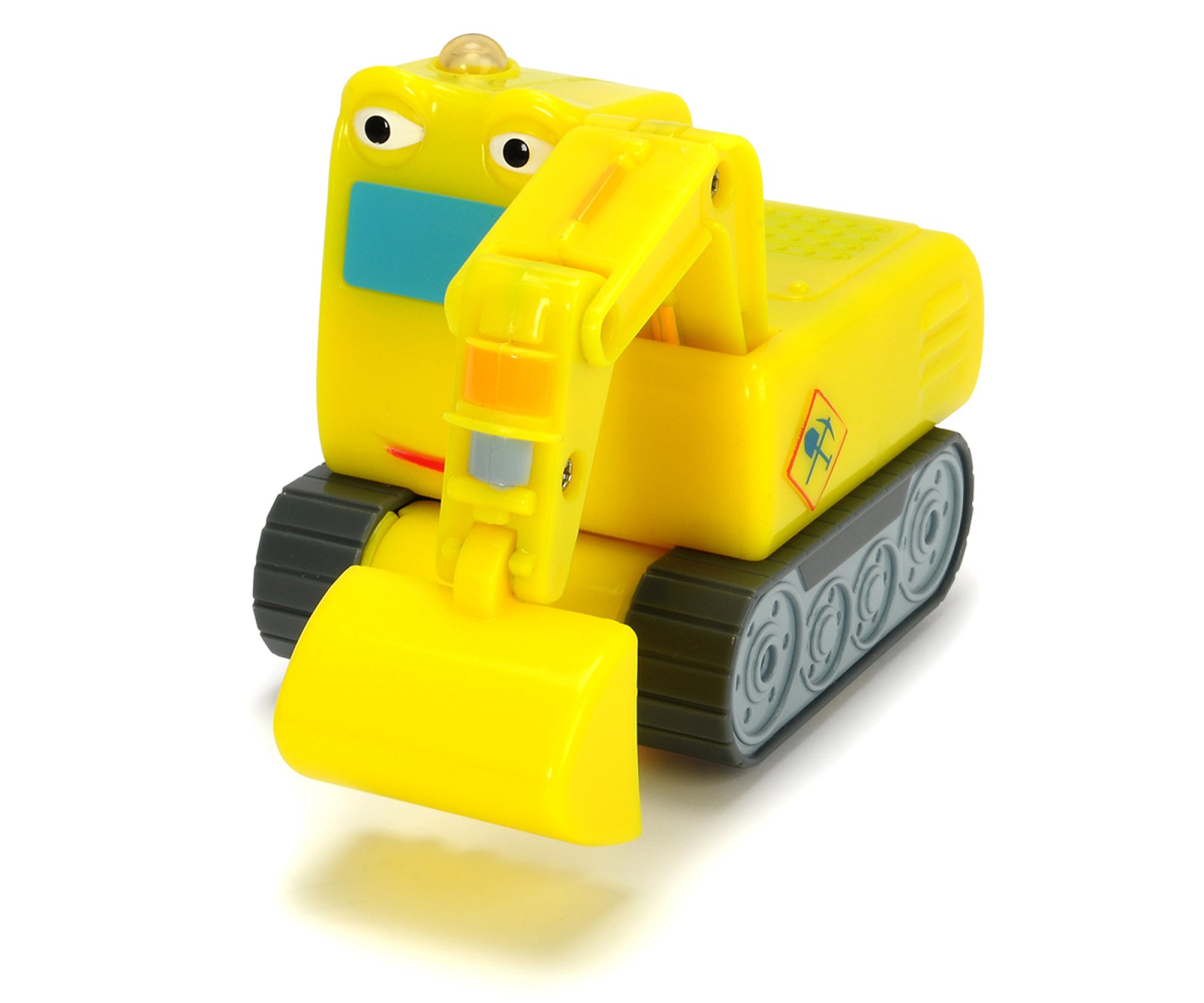 Dickie Toys - Heroes of the City, Bernd Bagger, the Excavator with Light, Original Songs, Sounds and Freewheel Function, Includes Trading Card with Secret Code