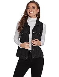 Chainscroll Women's Denim Vest Sleeveless