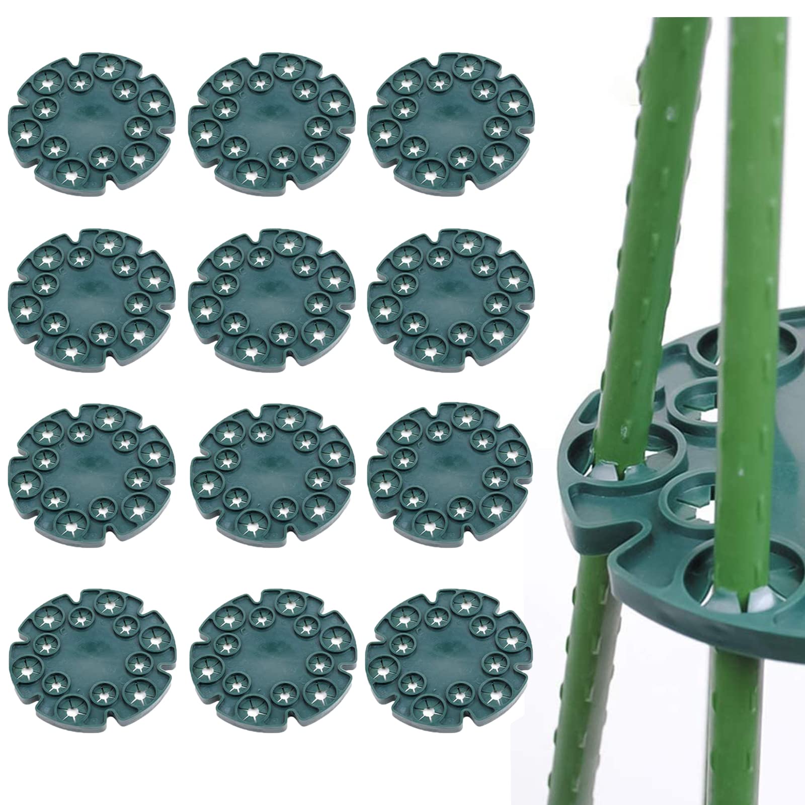WAIZHIUA 12Pcs Wigwam Cane Grips with 12 Holes, 13.5cm Plant Cane Support Bamboo Wigwam Holder Garden Cane Grips for Climbing Plants Peas Beans Sweet Tomatoes