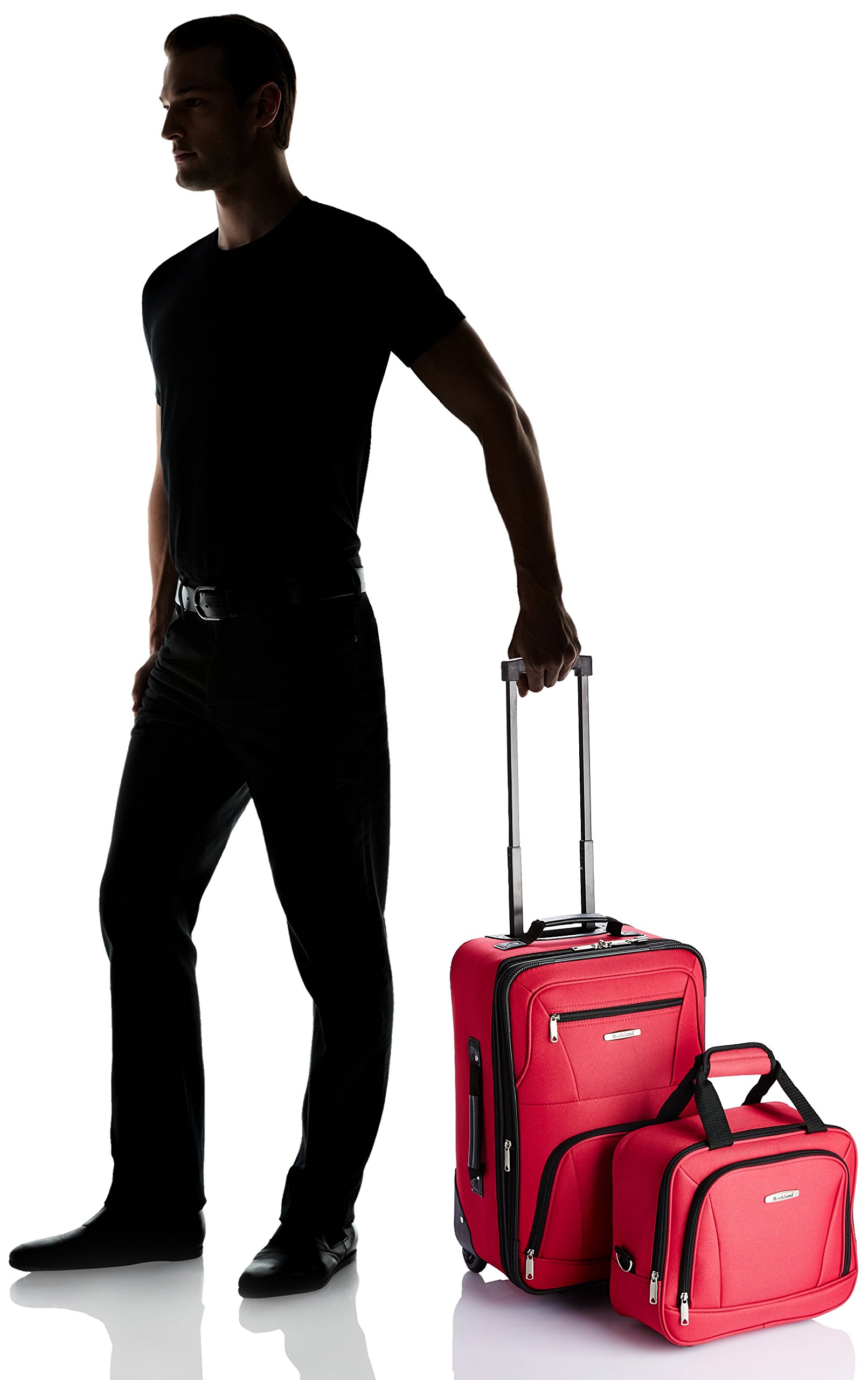 Rockland Fashion Softside Upright Luggage Set,Expandable, Red, 2-Piece (14/19)
