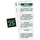 MICRO TEC Odometer Repair Labels Mileage Record Sticker - 1.5 x 4, 25 Pack | Self-adhesive labels for recording odometer repair and mileage information on vehicles after service or replacement