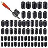 HUAREW 60 Pcs Black Clip-on Ferrite Ring Core RFI