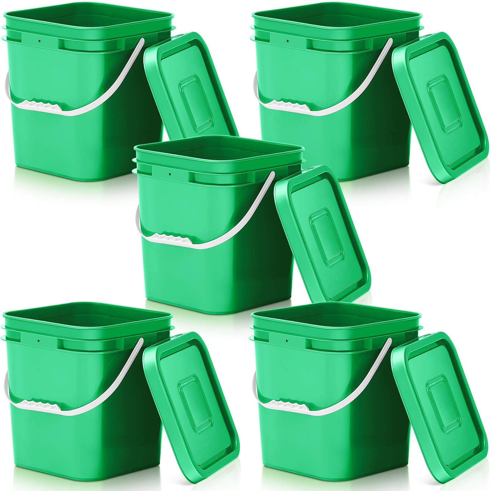 Mumufy 5 Pcs 3.5 Gallon Square Food Grade Bucket