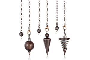 ZHIYUXI 3 Pcs Bronze Metal Pendulum Set Pendant Metaphysical Supplies Pendulo for Witchcraft Pendule Divinatoire Wiccan Balan