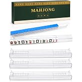 XELRFUE Mahjong Racks with Pushers Set of 4, Clear Acrylic American Mahjong Pushers and Racks, 2-in-1 Mahjong Tile Holder with Non-Slip, Gift Packaging-Midnight Green