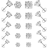 10 Pairs CZ Stud Earrings for Women, Small Stainless Steel Earring Studs, Round and Square Silver Stud Earring Cubic Zirconia Earrings for Women Men