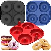 Webake Silicone Air Fryer Donut Pan for Baking, 4-Cavity Donut Pans Nonstick Donut Mold, BPA-Free, Dishwasher Safe, Set of 3