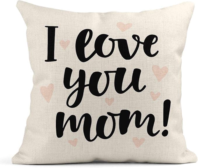 Kinhevao Throw Pillow I Love You Mom Brush Lettering Mothers Day Lovely