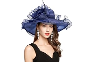 YIDINGCO 2025 Kentucky Derby Hat for Women Ladies, Organza Veil Feather Fascinator for Tea Party Church UV Protection Sun Hat