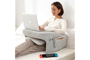 cooloo8 Lap Desk Pillow for Bed, Soft Arm Rest Pillow, Lap Pillow for Reading, Crocheting Support, Memory Foam Reading Pillow for Reading, Working in Bed Couch(Ash Grey)