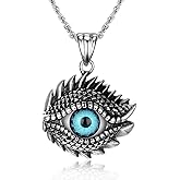 BIYONGDE Stainless Steel Vintage Dragon Eye Evil Eye Protection amulet jewelry Pendant Necklace for Men Women, 24 in Chain