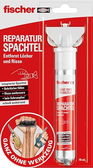 Fischer Repair Spatula Ready Made Filler In Natural White Repairs Holes And Cracks Shrink Free Suitable For Wood Concrete Plaster Masonry And Much More 70 Ml 37 G Amazon De Baumarkt