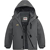 WULFUL Boy's Waterproof Ski Jackets Warm Fleece Lined Hooded Winter Snow Coat