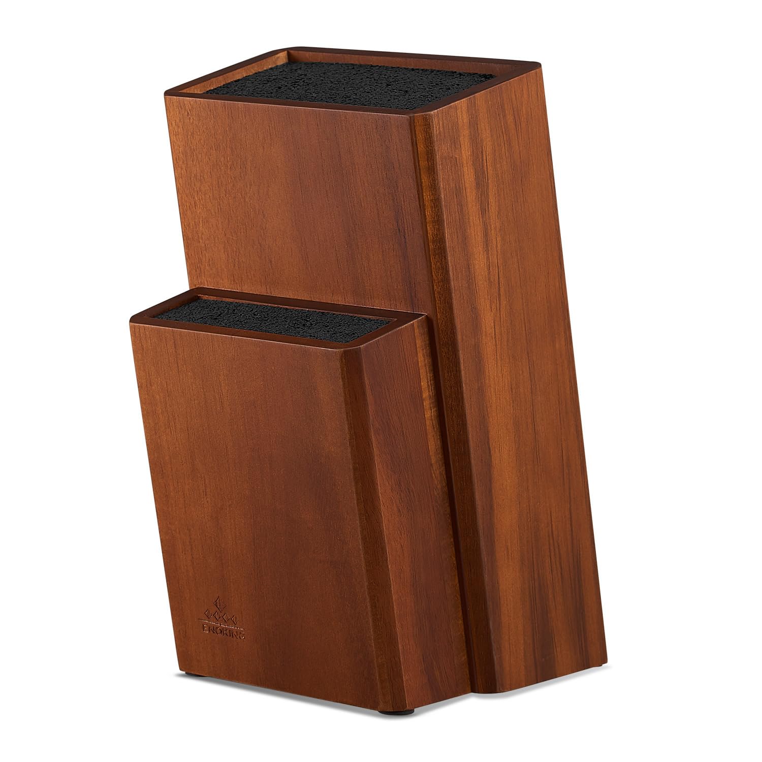 Photo 1 of ENOKING Universal Knife Block without Knives, Acacia Wood Knife Holder/Knife Organizer with Removable Plastic Bristles for Kitchen Counter Knife Storage Rack