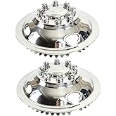16 Wheel Simulators, 2-Pack Front 8-Lug Polished Stainless Steel RV Hub Caps, Snap-On Wheel Covers Fit GMC 3500(1974-2000), Ford F350(1974-1998), E350/E450 Van(2008-2025), Dodge Ram 3500(1974-1999)