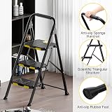 KINGRACK 3 Step Ladder Folding Anti Slip Pedals Handrails Lightweight view 4