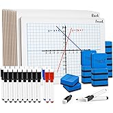 Magicfly 16 Pack XY Axis Graph Small White Board, 9x12 Grid Dry Erase Board | Mini Math Whiteboard with 20 Pens and 16 Erasers, Portable Lap Boards for Students Classroom Teachers School Supplies