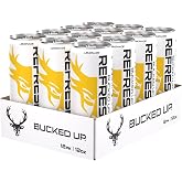 Bucked Up Refresher Carbonated Energy Drink | 100mg Caffeine | BCAAs 2:1:1 | L-Theanine N-Acetyl L-Tyrosine Betaine | Zero Sugar No Artificial Colors | 12 Pack, 12 fl oz Cans | (Lemonade)