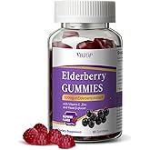 VBTOP 5-in-1 Sambucus Elderberry Gummies 60 Count, Immune Support for Adults & Kids 4+, with Vitamin C, Zinc, Yeast β-Glucan & Probiotics, Vegan Non-GMO Gluten Free, Natural Family Wellness Supplement
