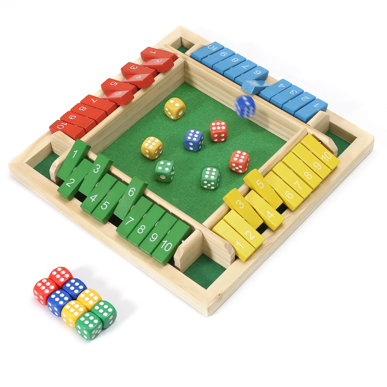 Photo 1 of Wooden Shut The Box Game - Classic Dice & Puzzle Game for Families and Parties - Ideal Educational Game to Boost Math Skills - Compact 8.74 Inch Board