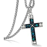 GTMJ Cross Necklace for men - Adjustable Square Box Chain 24-26 In Amethyst Cross Pendant Necklace Religious Protective Jewelry Women's Gift