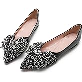 QXCGDYXT Flats Shoes Women Rhinestone Wedding Flats Comfort Pointed Toe Ballet Flat Shoe Low Heel Dress Shoes Sparkly Flats for Women