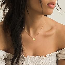 Poxtex Gold Initial M Necklace Stacked Necklaces