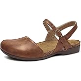 PARTY Closed Toe Sandals Women, Barefoot Arch Support Flat Sandals for Office Work and Travel with Comfortable Cork Footbed
