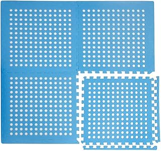 EYEPOWER 1cm Dicke Poolmatte Bodenmatte 1,59qm Bodenfolie Bodenfliese Unterlage für Pool Robustes Stecksystem mit Lüftung rutschfest Blau