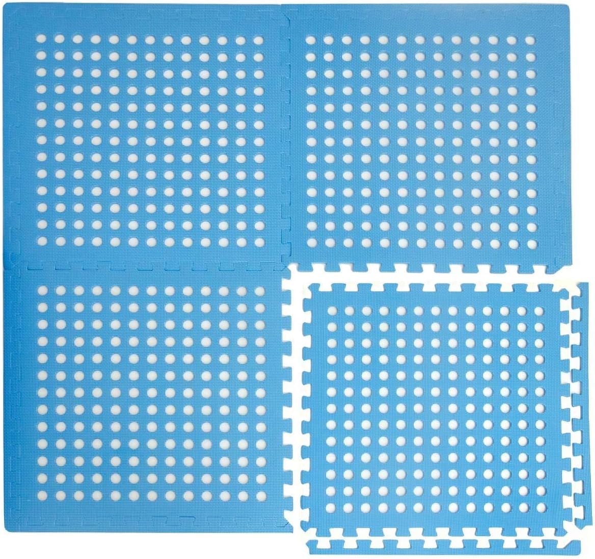 EYEPOWER 1cm Dicke Poolmatte Bodenmatte 1,59qm Bodenfolie Bodenfliese Unterlage für Pool Robustes Stecksystem mit Lüftung rutschfest Blau