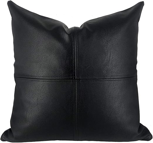 Amazon Com Snugtown Decorative Black Faux Leather Throw Pillow