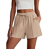 ANRABESS Women Shorts 2026 Summer Casual High Waist Drawstring Elevated Seams Loose Soft Sweat Lounge Shorts with Pockets