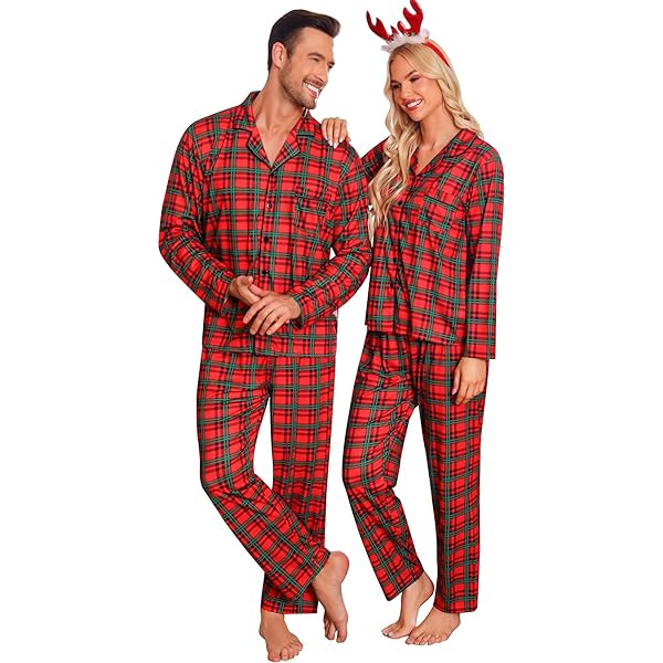 Matching Pajamas Sets Unisex Couples Pajamas Pyjama Famille Noel