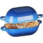 LIFERUN 2.5qt Enameled Cast Iron Dutch Oven for Sourdough Bread Baking, Oven Safe Dutch Oven Pot with Lid, Non-Stick Bread Oven Pot, Blue
