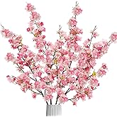 SNAIL GARDEN 720 Blooms Silk Cherry Blossom Branches, 43" Artificial Cherry Blossom Flowers,4 Pcs Pink Cherry Blossom Stems,Long Stem Artificial Flowers for Tall Vase Home Wedding Party Decor